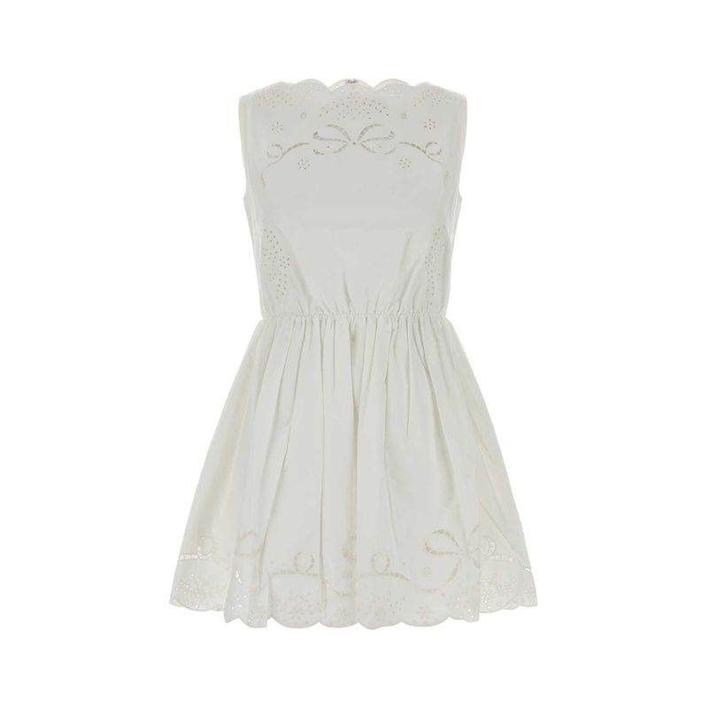 Self Portrait Women White Poplin Mini Dress